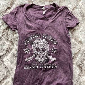 Skull Austin Texas V Neck T-Shirt